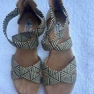 BOBS from Skechers Black and Tan Strappy Sandals